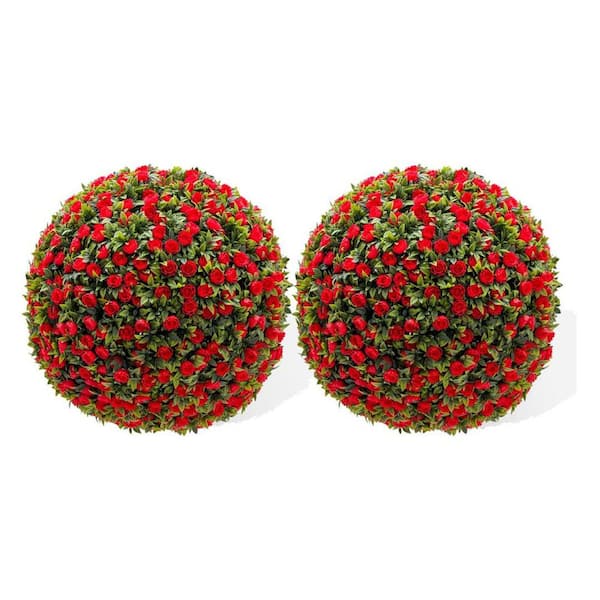 1.47 FT 2PC Artificial Topiary Flower Balls,Hanging Grass Ball for Home Wedding Decor