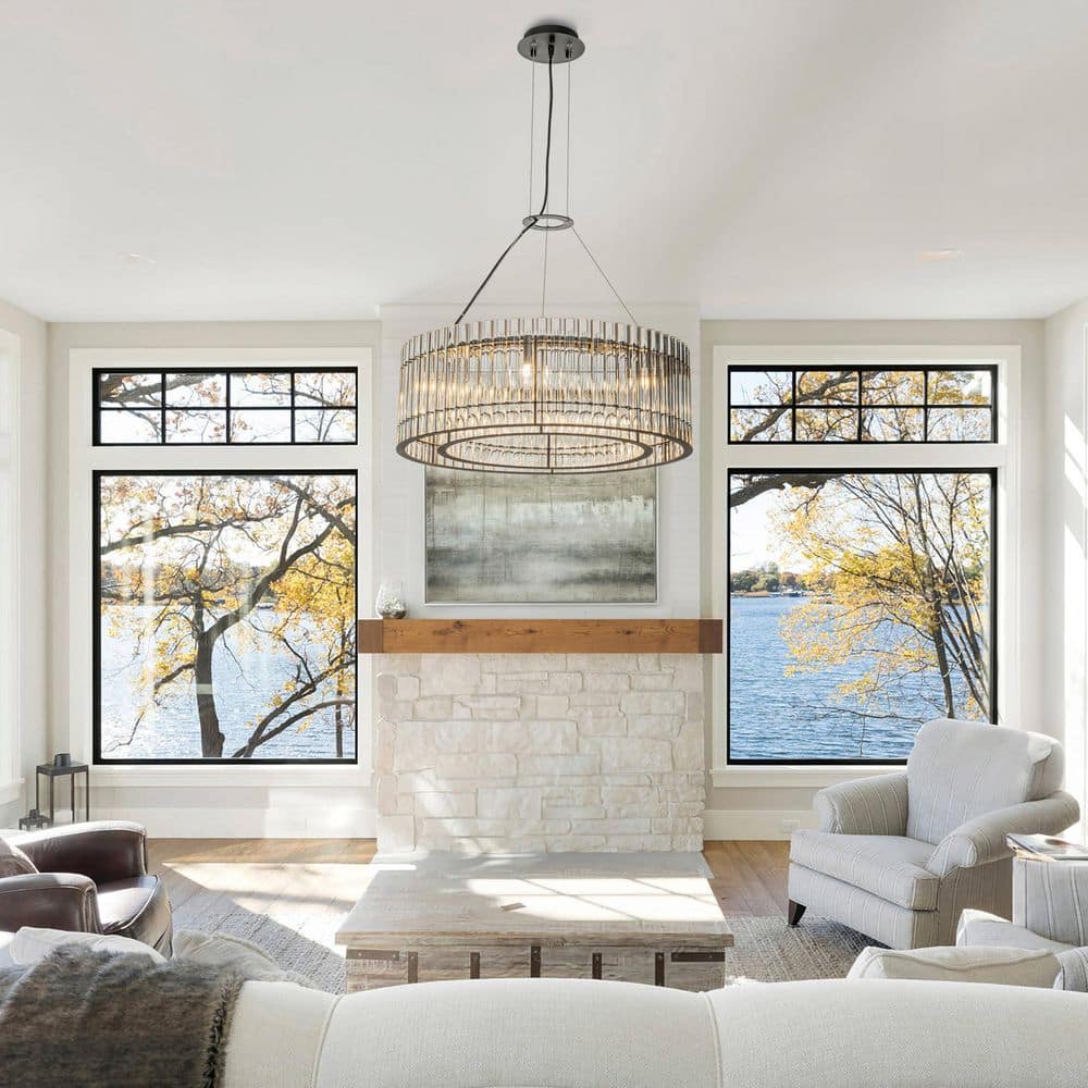 24 in. 6-Light Dimmable LED Gold Kitchen Island Chandelier, 2-Tier Round Glass Chandelier for Living Room, Bedroom,Foyer price history on PriceWatchPro