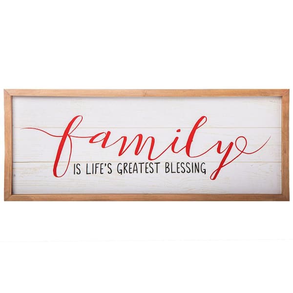 Benjara Brown Wall Art with Inspiring Quote (Family Is Life's Greatest Blessing) and Wooden Frame