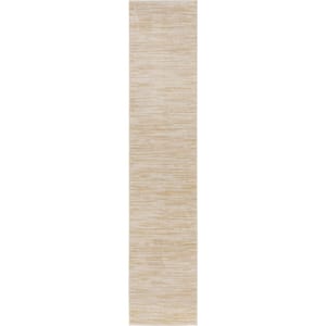 Essentials 2 ft. x 8 ft. Ivory Gold Abstract Contemporary Runner Indoor/Outdoor Area Rug