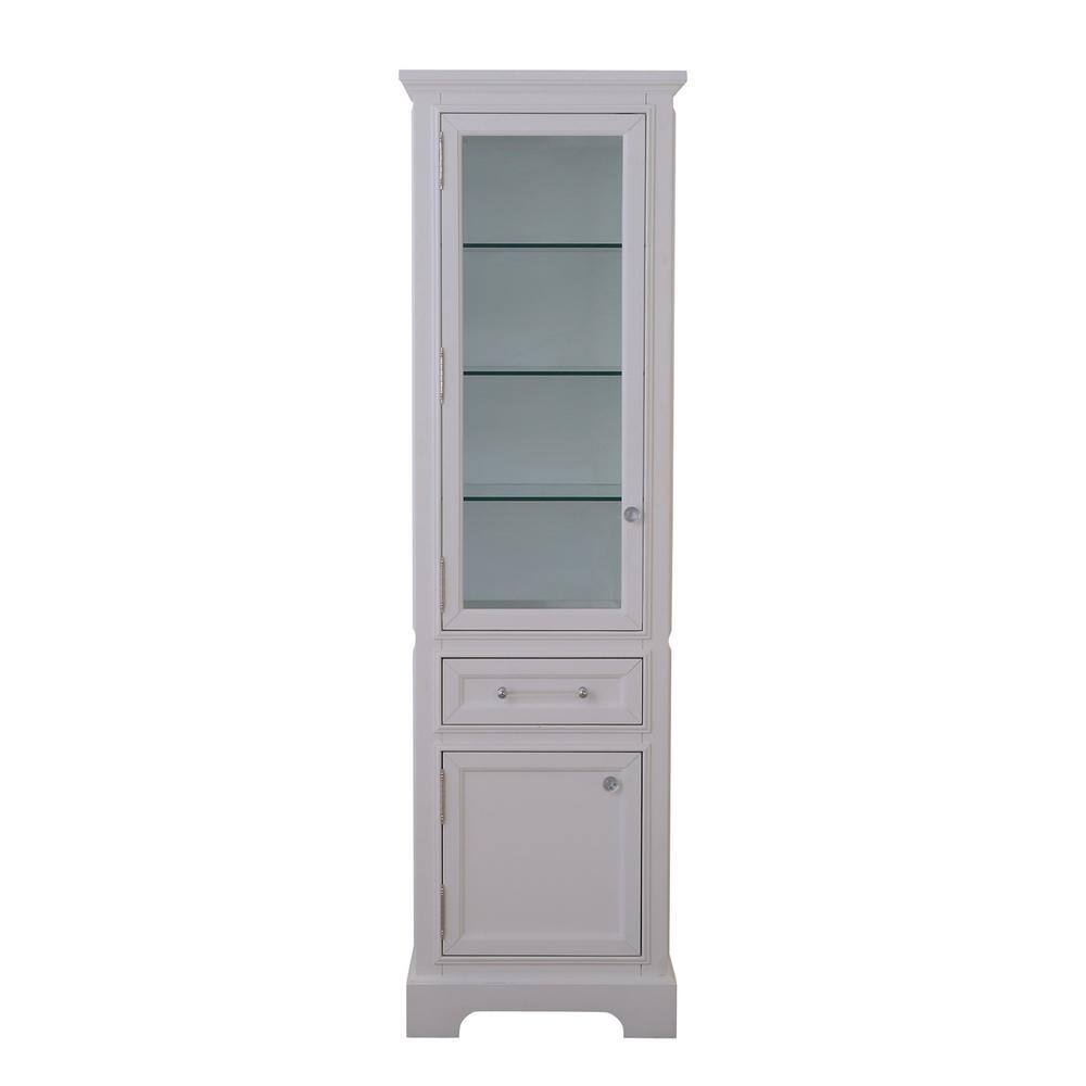 Pure White Solid Hardwood Cabinet with Adjustable Shelving
