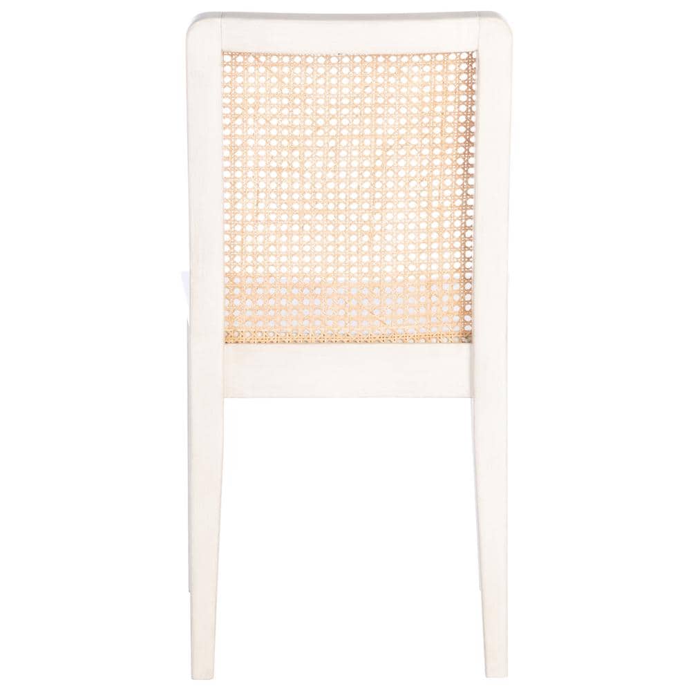 Benicio White and Natural Rattan Coastal Side Chair