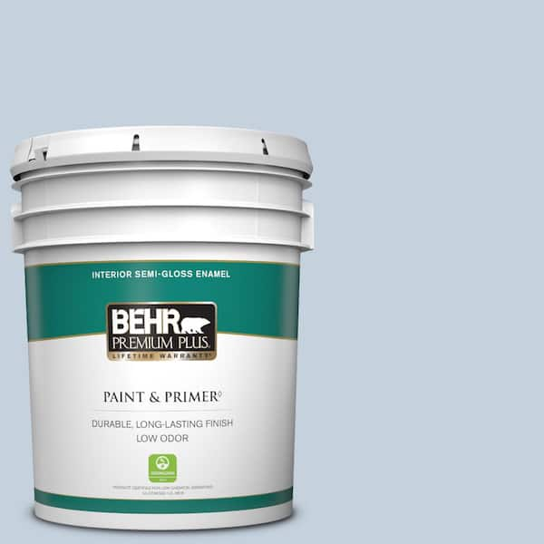 BEHR PREMIUM PLUS 5 gal. #S530-1 Soaring Sky Semi-Gloss Enamel Low Odor Interior Paint & Primer