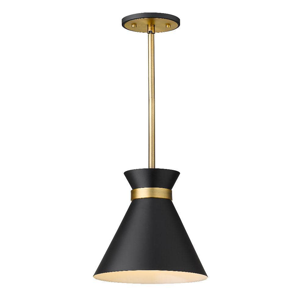 Soriano 8" Matte Black and Heritage Brass Steel Globe Pendant Light