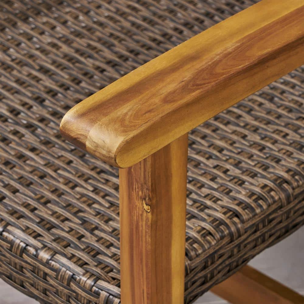 Mix Mocha Natural Stained Wicker and Wood Outdoor Loveseat