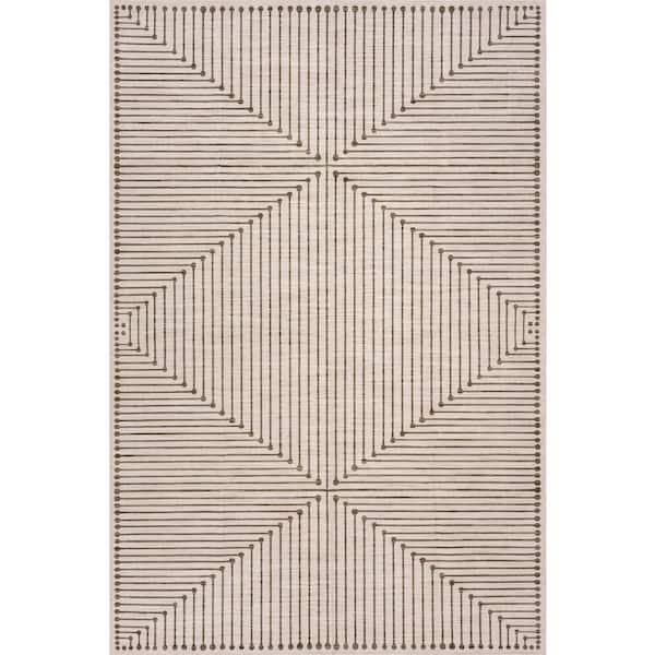 Perenna Geometric Washable Area Brown 9 ft. x 12 ft. Indoor Area Rug