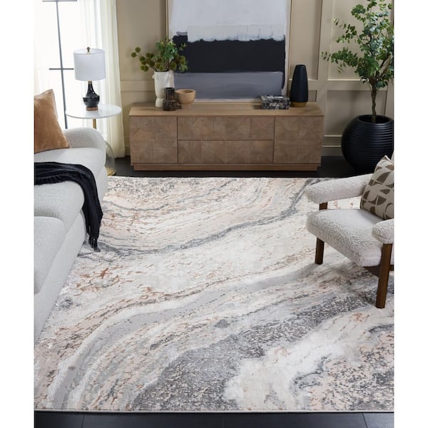 Aura 7 ft. x 10 ft. Beige/Gray Abstract Area Rug