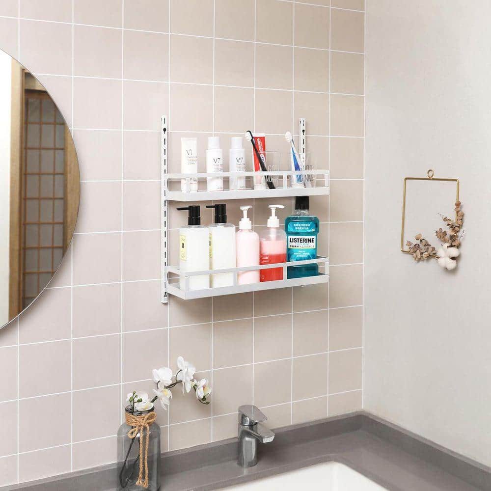 Whatseaso 15.6 in. 5 Tier Metal Wall Mount Spice Rack in White
