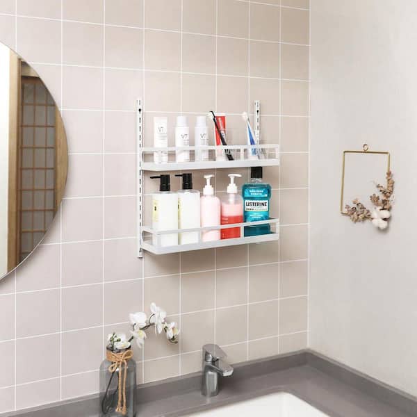 15.6 in. 5 Tier Metal Wall Mount Spice Rack in White