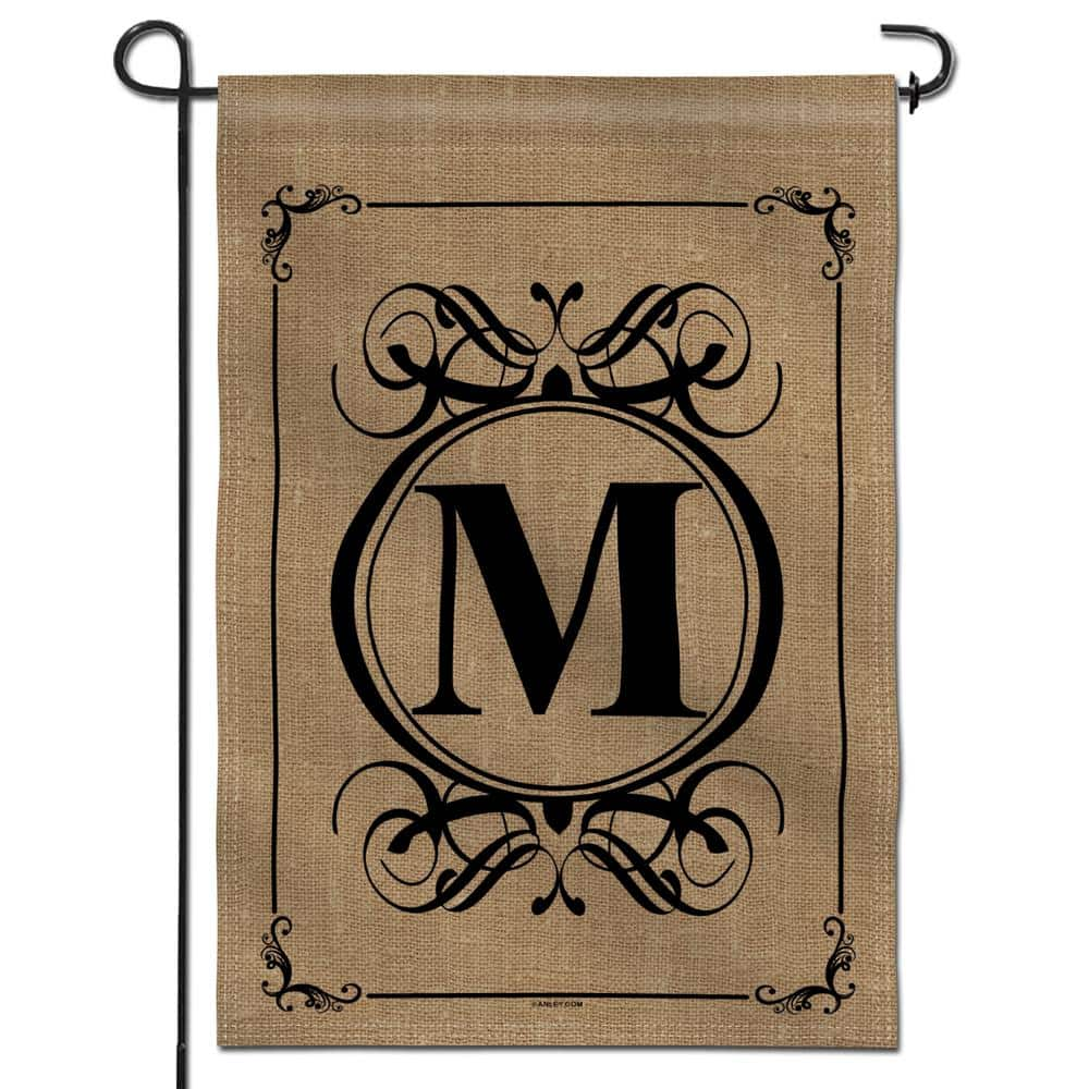 ANLEY 18 in. x 12.5 in. Classic Monogram Letter M Garden Flag, Double Sided Family Last Name Initial Yard Flags