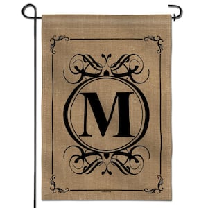 18 in. x 12.5 in. Classic Monogram Letter M Garden Flag, Double Sided Family Last Name Initial Yard Flags