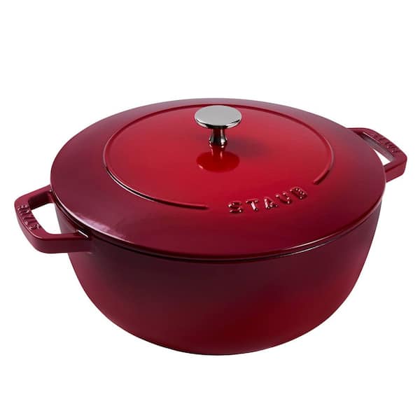 Cast Iron Essential French Oven, Dutch Oven, 5 qt. Serves 5-6, Made in France - Cherry