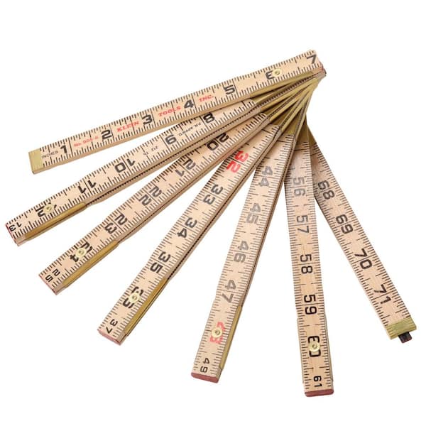 Keson 6' Engineer's Wooden Folding Ruler - Inches/Tenths