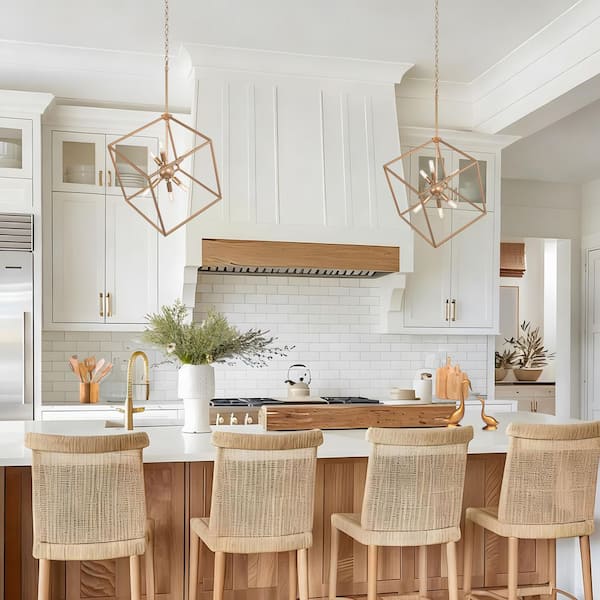LNC Modern Gold Chandelier with Square Cage 6-Light Geometric