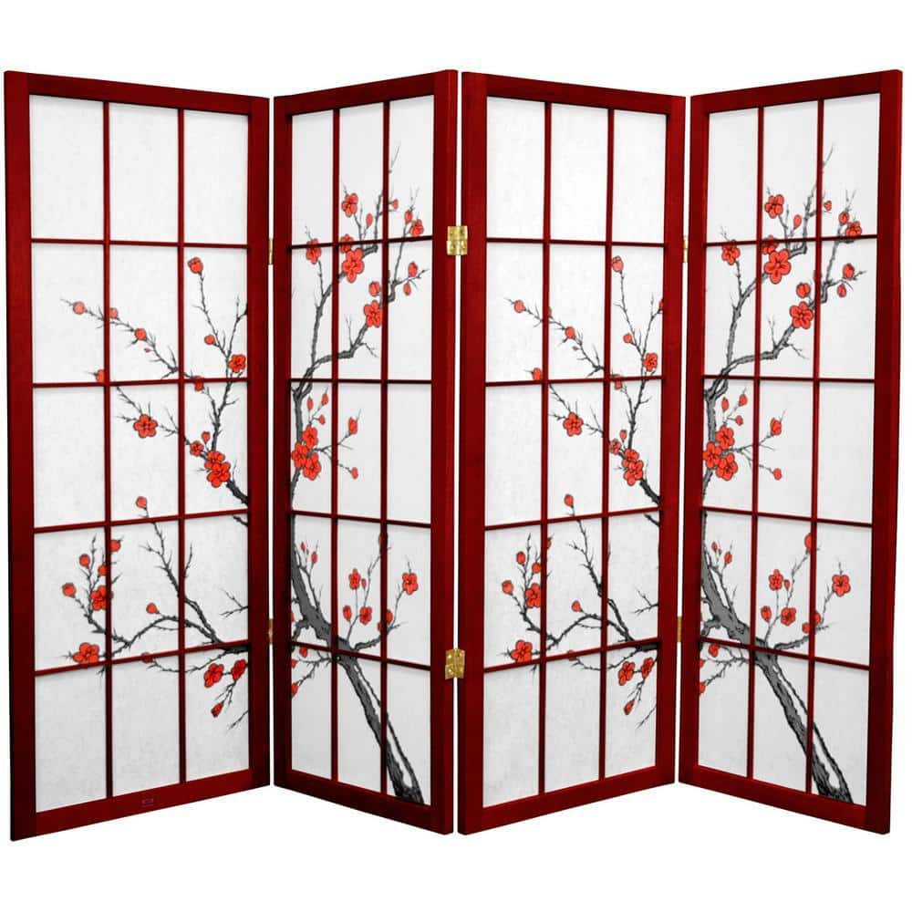Red Divider For Ranting Red Lantern 4 ft. Rosewood 4-Panel Room Divider CLCBLSS-RWD - The Home ...