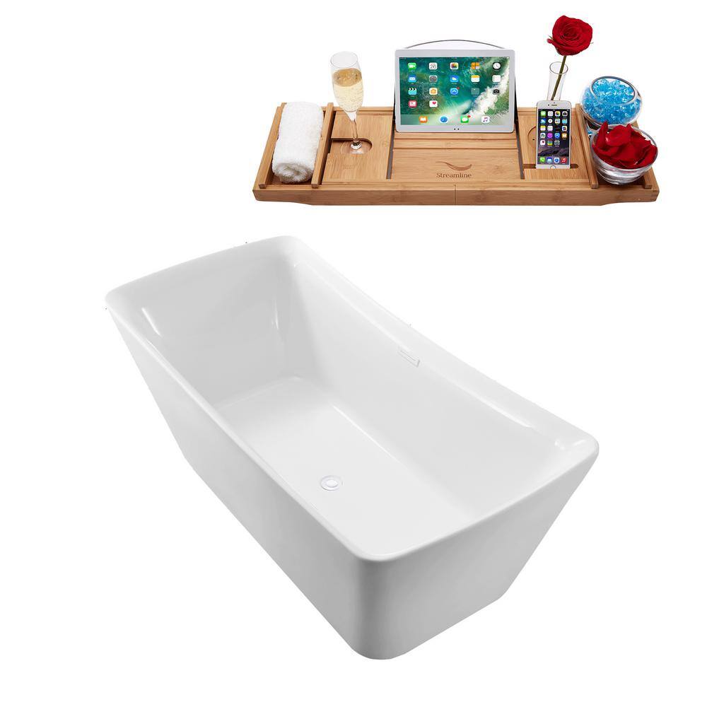 Glossy White Acrylic Freestanding Clawfoot Bathtub