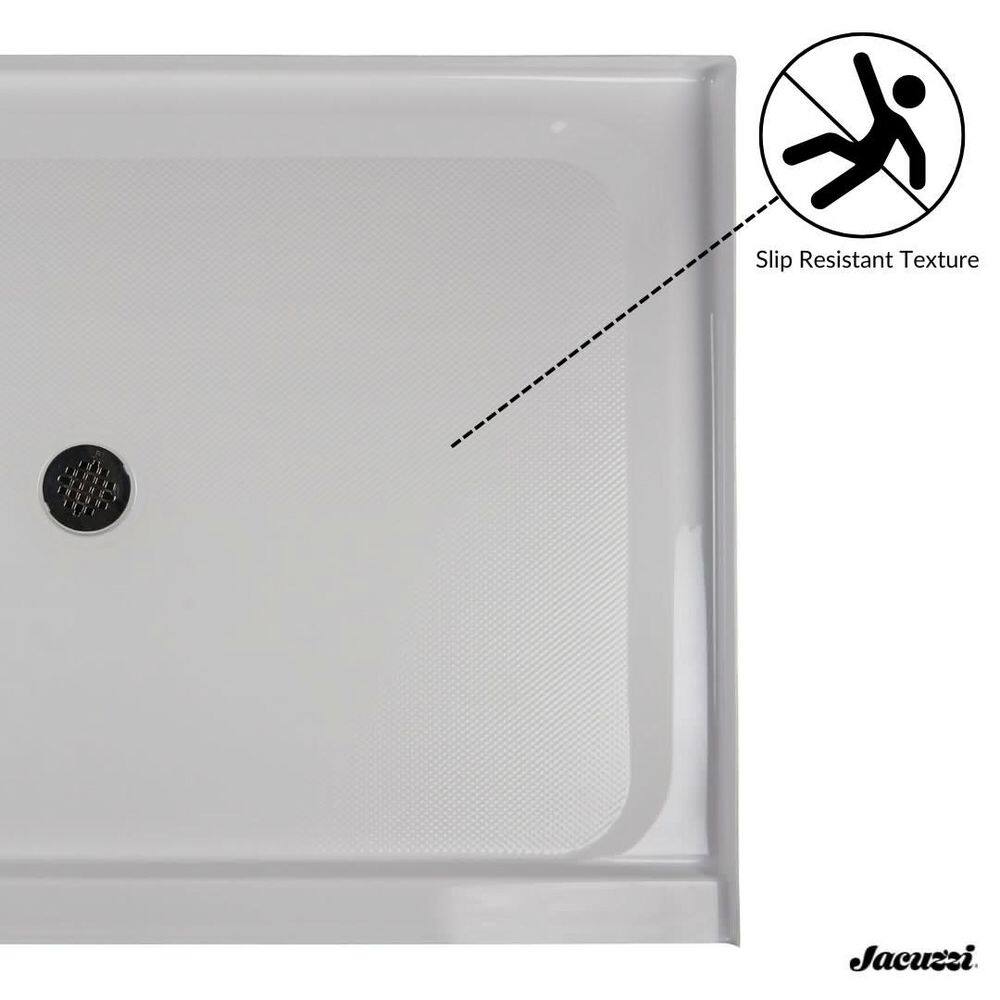 White Acrylic 48" x 42" Rectangular Shower Base with Center Drain