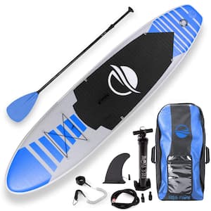 Wide Non-Slip 126 in. Blue PVC Inflatable Paddleboard with Accessories