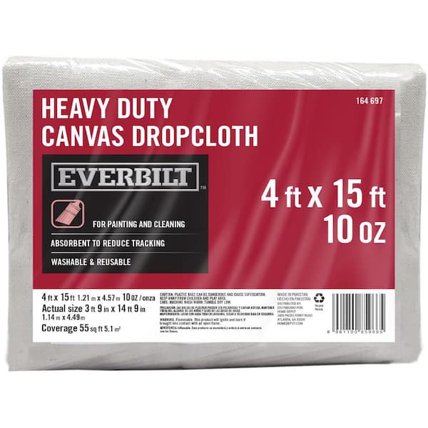 Canvas Drop Cloth (Size 4 x 15 Feet, Pack of 2) Pure Cotton Drop Cloth Painters Drop Cloth for Furniture & Floor Protection All Purpose Thick Cloth