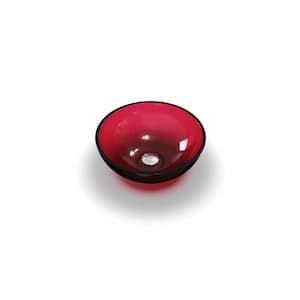 Modern Resin Round Shape Transparent Vessel Bathroom Sink in Wine Red