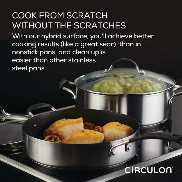 Circulon Steelshield C-series 10pc Clad Tri-ply Nonstick Cookware Plus  Bonus Utensil Set : Target