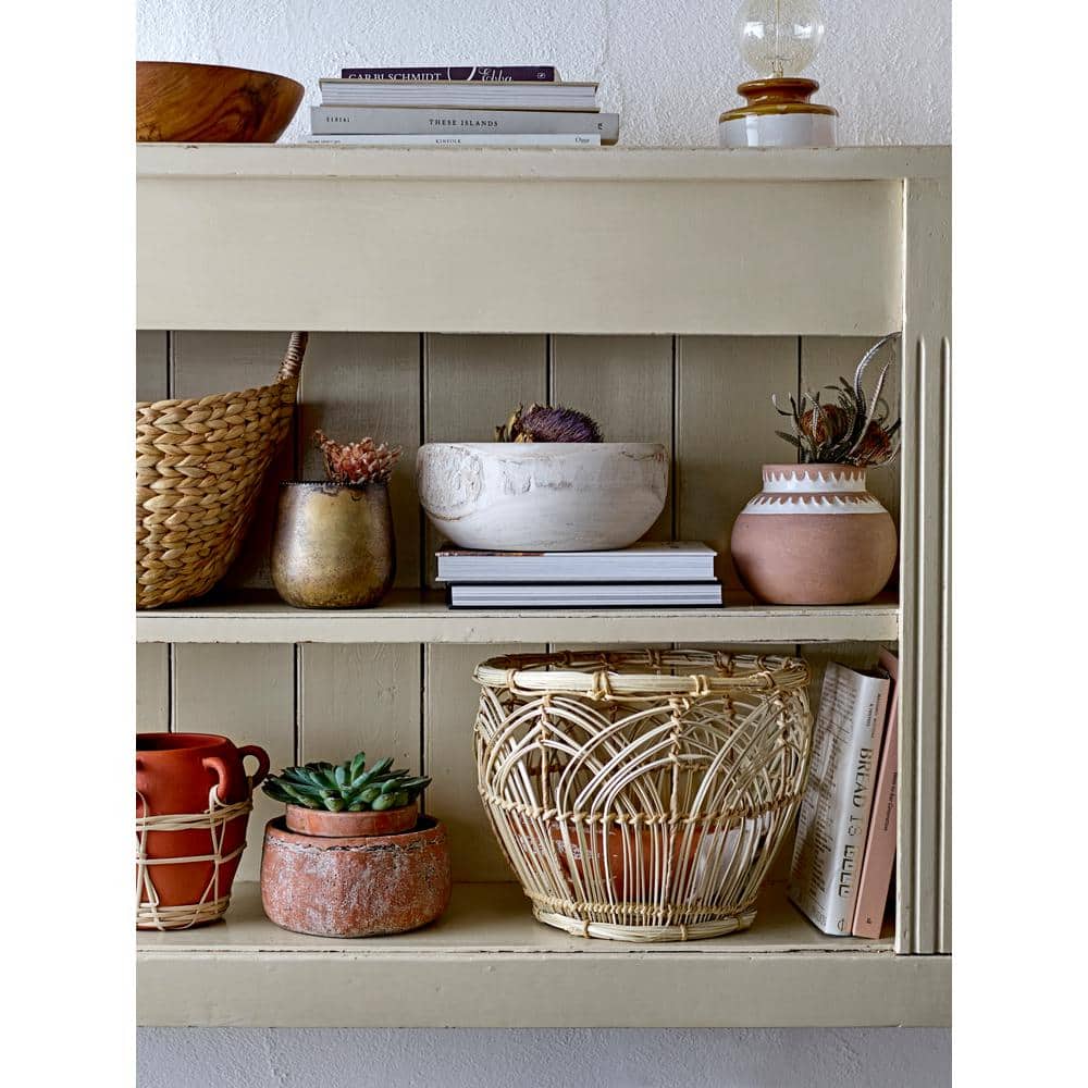 Boho Chic Round Rattan Storage Basket Duo