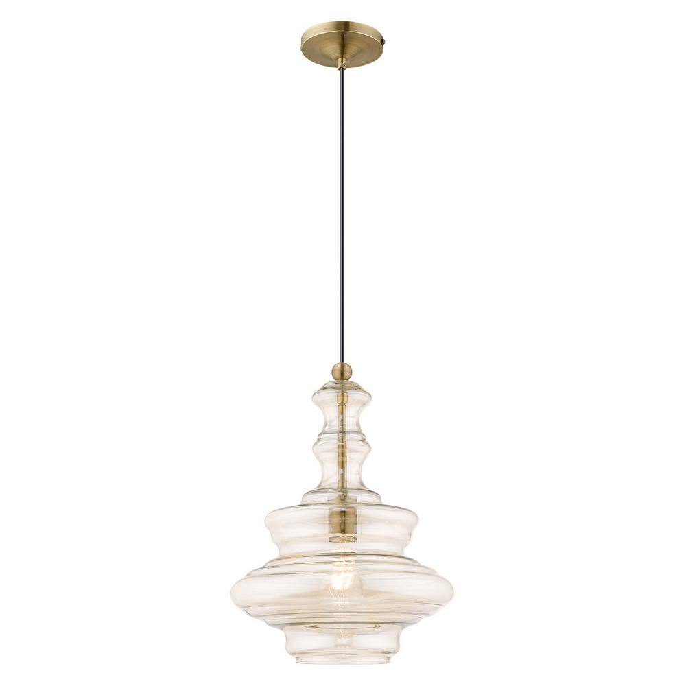 Champagne Glass Mini Pendant with Antique Brass Finish