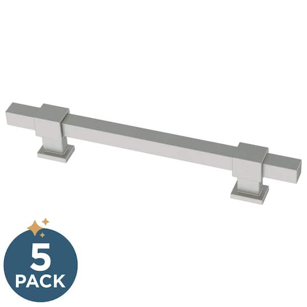 5-Pack Square Bar Adjusta-Pull Adjustable 1-3/8 to 5-6/15 (35-160 mm) Modern Matte Satin Nickel Cabinet Drawer Pulls