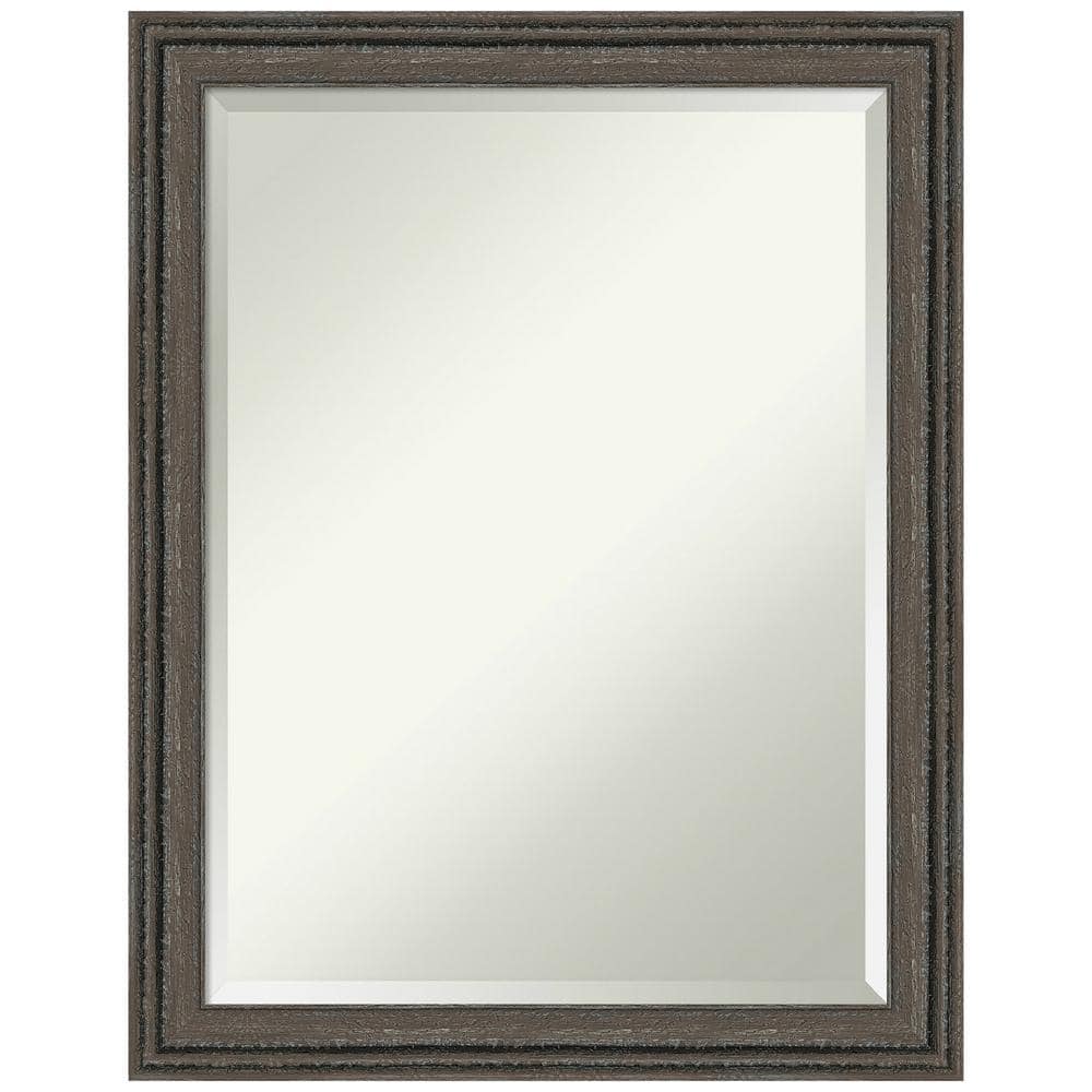 Upcycled Brown Grey 21.5 in. x 27.5 in. Beveled Farmhouse Rectangle Wood Framed Bathroom Wall Mirror in Brown -  Amanti Art, A38868101070