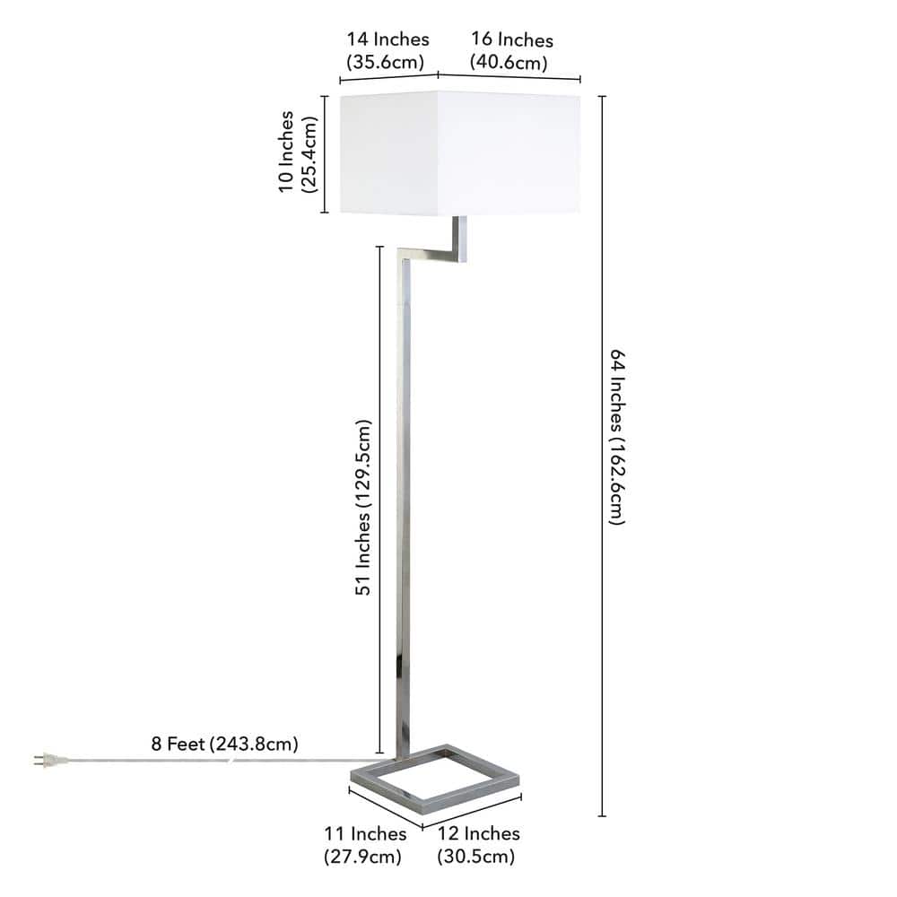 Xavier Smart Voice-Controlled Floor Lamp in Polished Nickel with White Linen Shade