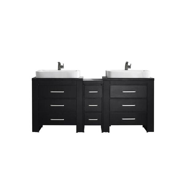 Vinnova Pascara 72 in. W x 21 in. D Vanity in Espresso with Wood Vanity Top in Espresso with White Vessel Basin