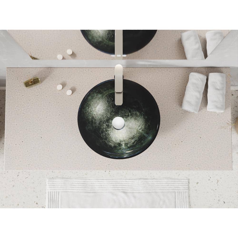 Stellar Black Glass Circular Above-Counter Bathroom Sink