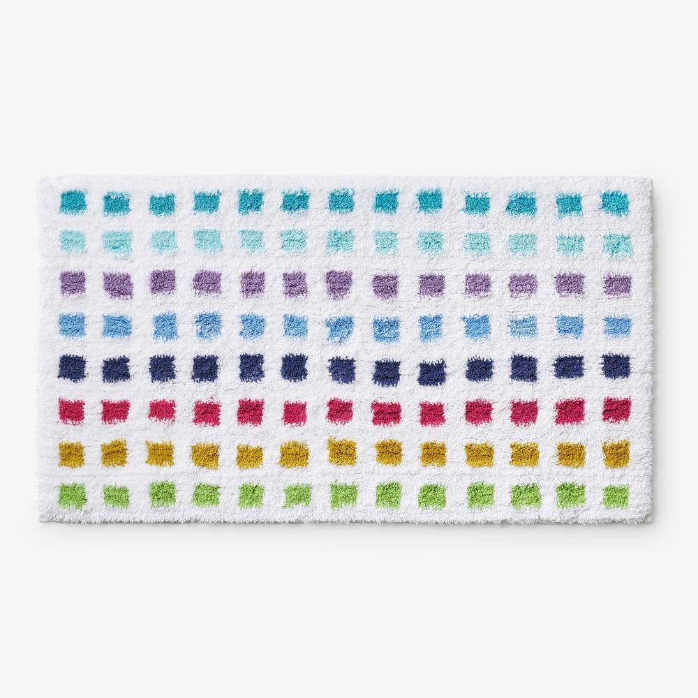 The Company Store Spectrum White 34 in. x 21 in. Polka Dot Bath Rug ...