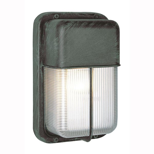 Bel Air Lighting Bulkhead 1-Light Outdoor Verde Green Wall or Ceiling Fixture with Clear Polycarbonate Shade