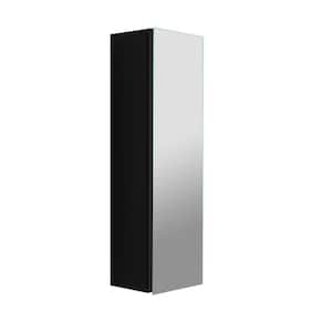 9.84 in. W x 29.53 in. H Black Rectangular Aluminum Medicine Cabinet with Mirror, Adjustable Glass Shelves