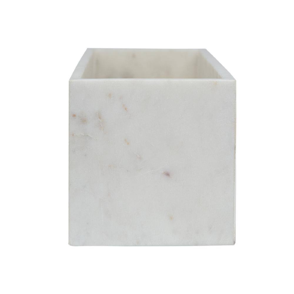 White Rectangular Marble Storage Tray