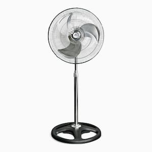 18 in. High Velocity Industrial Pedestal Fan in Black with 3 Speed Control