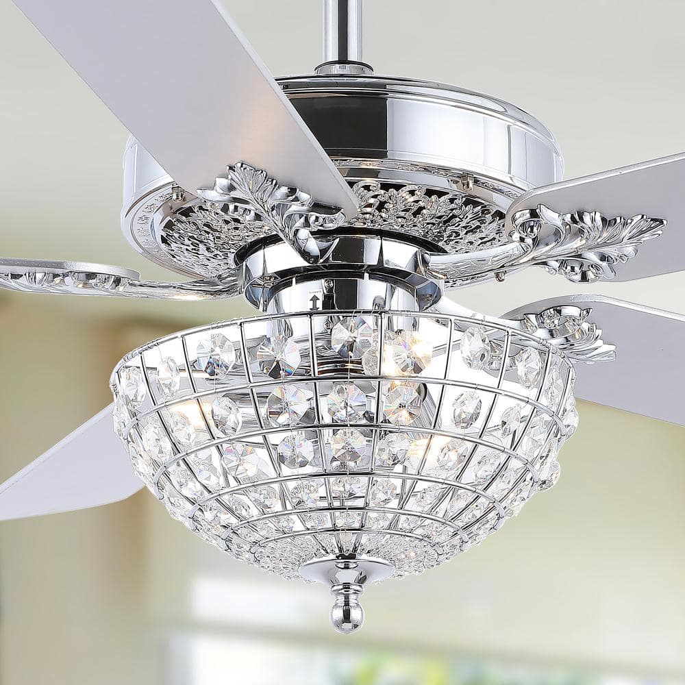 Mandy 52 in. 3-Light Chrome Glam Classic Crystal Dome Shade LED Ceiling Fan with Remote price history on PriceWatchPro