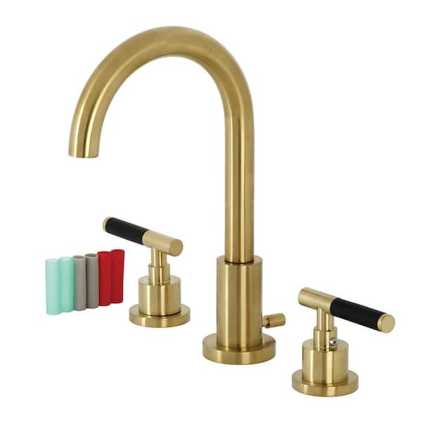 Kingston Brass Kaiser 8 in. Widespread 2-Handle Bathroom Faucet in Brushed Brass