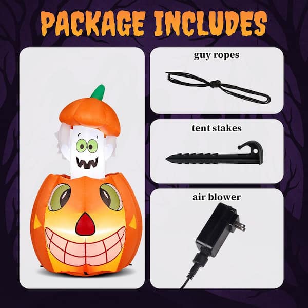 Karl home 2.8 ft. LED Animated Pumpkin Ghost Halloween Inflatables