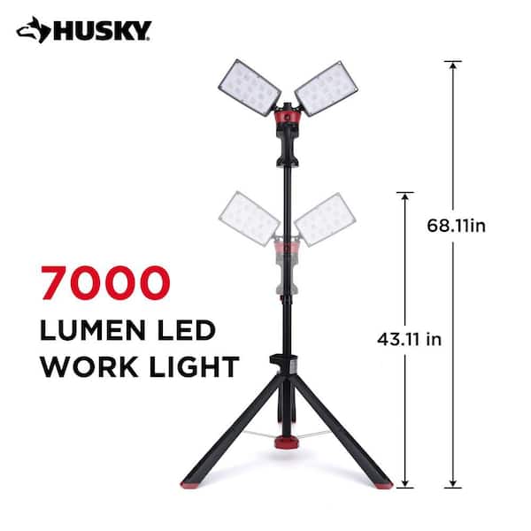 Husky 7000 Lumens Portable Corded LED Work Light with Tripod 7901304012 -  The Home Depot