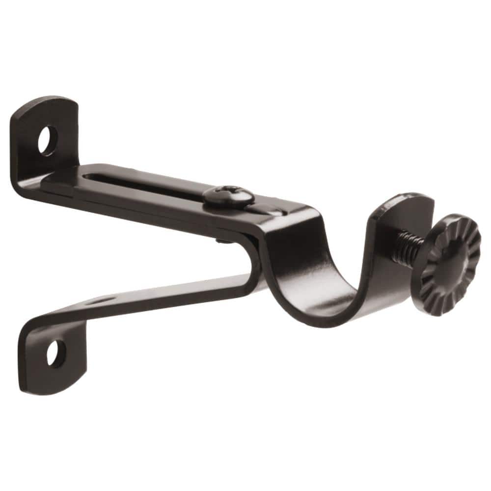 Oil Rubbed Bronze Steel Single 2 in. Projection Curtain Rod Bracket (Set of  2) 938944 - The Home Depot