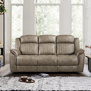 Morelia 83.5 in. W Straight Arm Microfiber Rectangle Double Manual Reclining Sofa in Sandy Brown