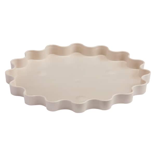Vigoro 6 in. Almond Biscotti Decorative Resin Plant Saucer (6 in. D x 0.5 in. H)