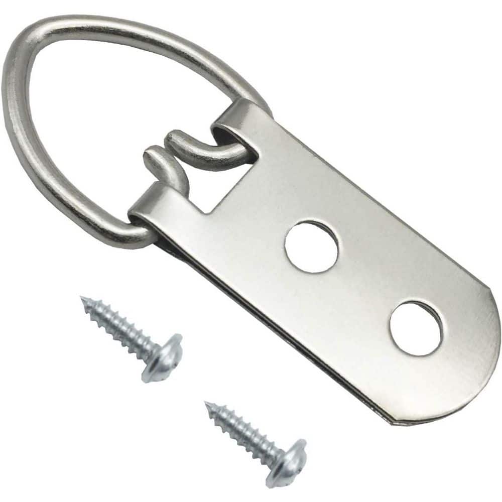 Steel D-Ring Picture Hangers with Screws Heavy Duty Double Holes Clasp for 