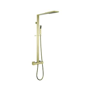 2-Spray Dual Wall Mount Shower Heads 1.8 GPM in Brushed Gold