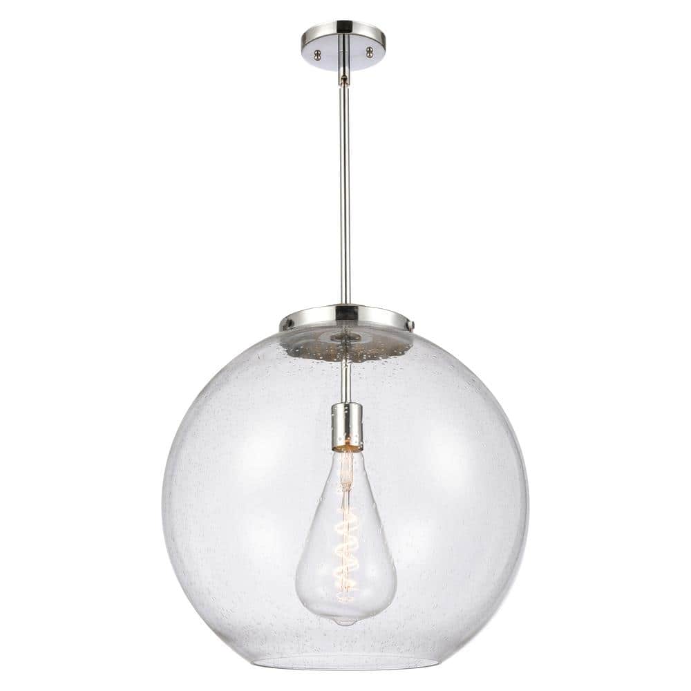 Athens 60-Watt 1-Light Polished Chrome Shaded Mini Pendant Light with Seedy Glass price history on PriceWatchPro