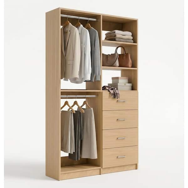 MODULAR CLOSETS Alto 42.75 in. W White Double Hang and 4-Drawer