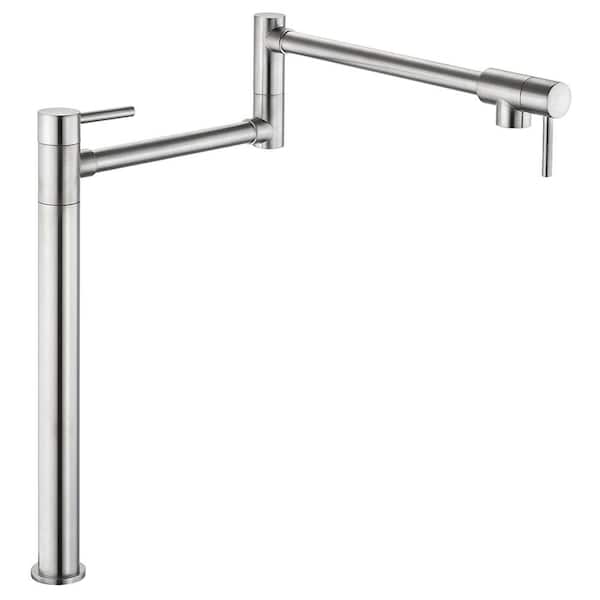 waterpar Deck Mounted Pot Filler with Lever Handle in Brushed Nickel