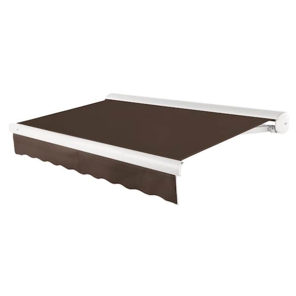 AWNTECH 8 ft. Key West Left Side Motorized Retractable Awning with Cassette (84 in. Projection) Brown
